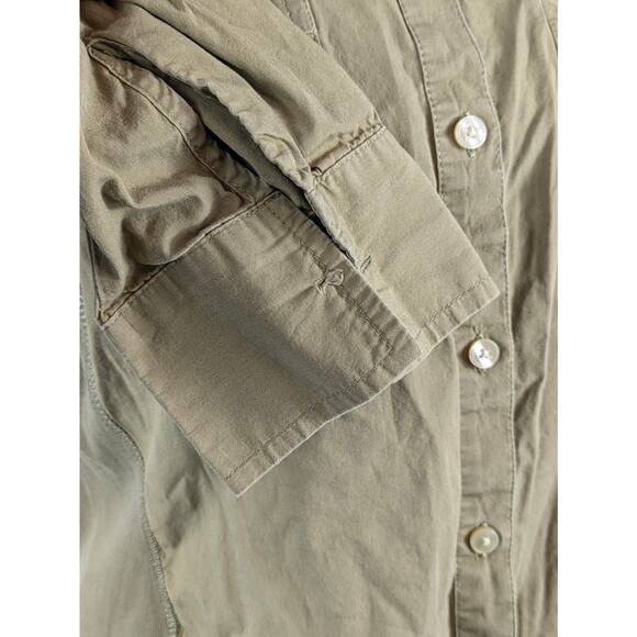 Converse Womens Medium Blouse Button Up 3/4 Sleeve Army Olive Green One Star Top - Picture 11 of 16